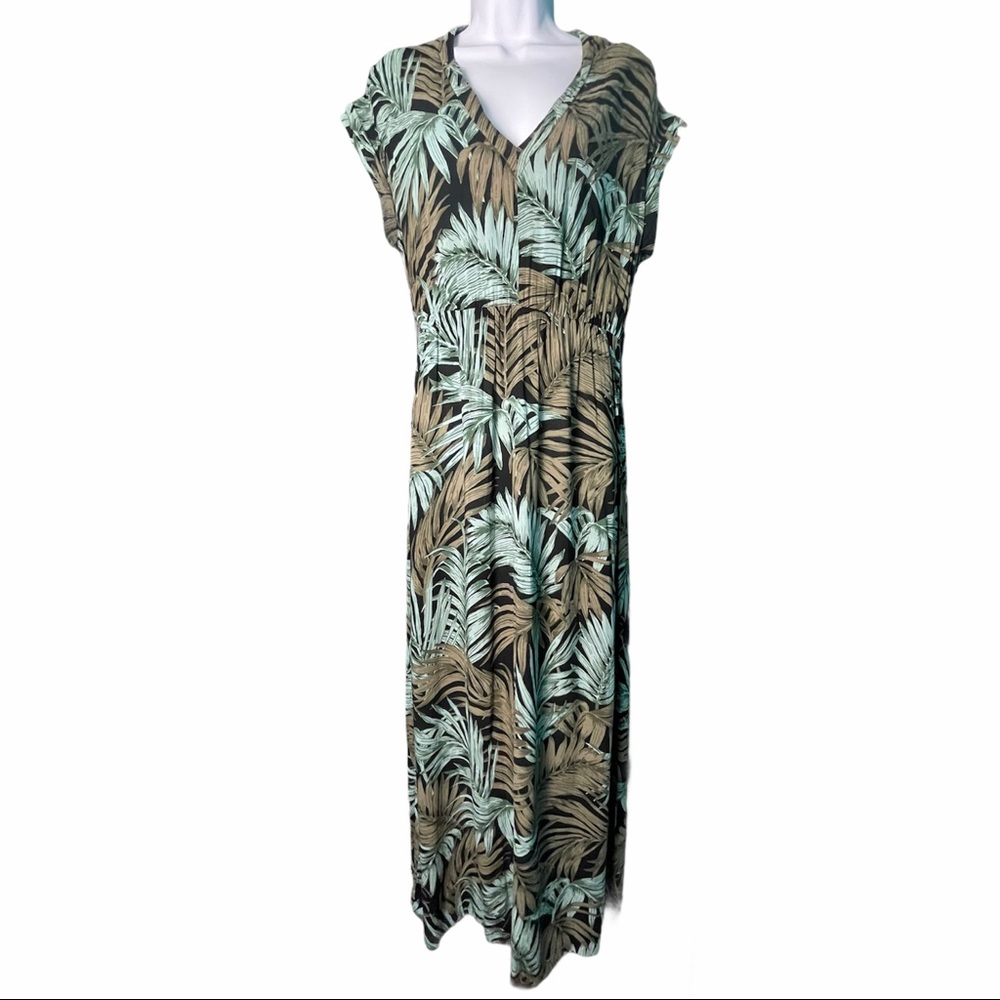 H&M Tropical Palm Leaf Print Maxi Dress, size 8